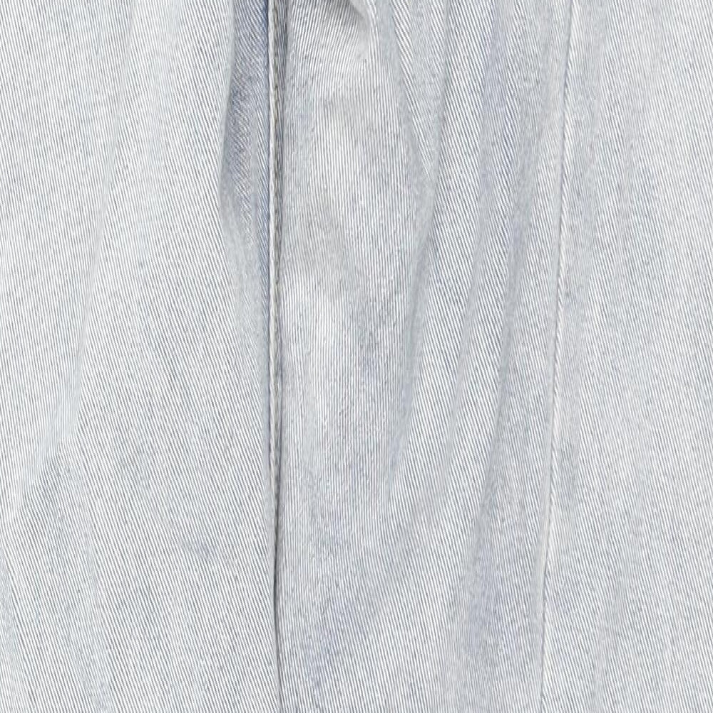 PRETTYLITTLETHING Womens Blue Cotton Mom Jeans Size 4 L32 in Regular Zip