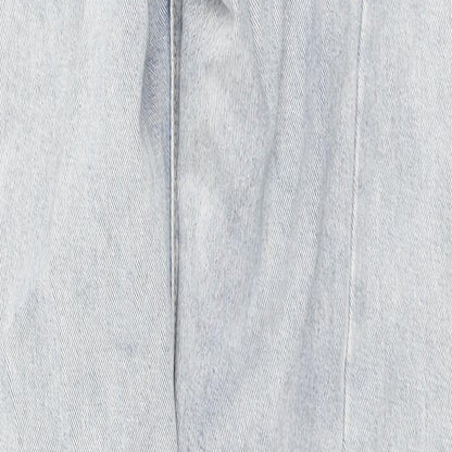 PRETTYLITTLETHING Womens Blue Cotton Mom Jeans Size 4 L32 in Regular Zip