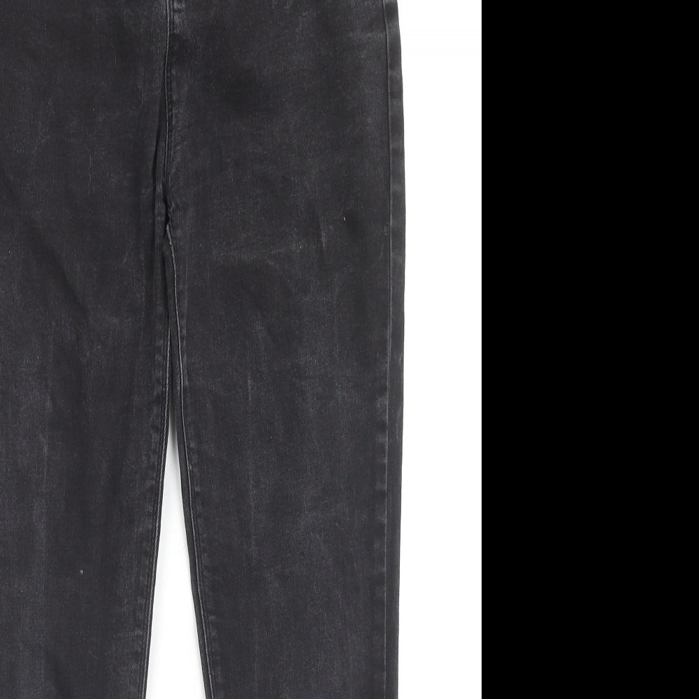 Denim & Co. Girls Black Cotton Skinny Jeans Size 12-13 Years L25 in Regular Zip