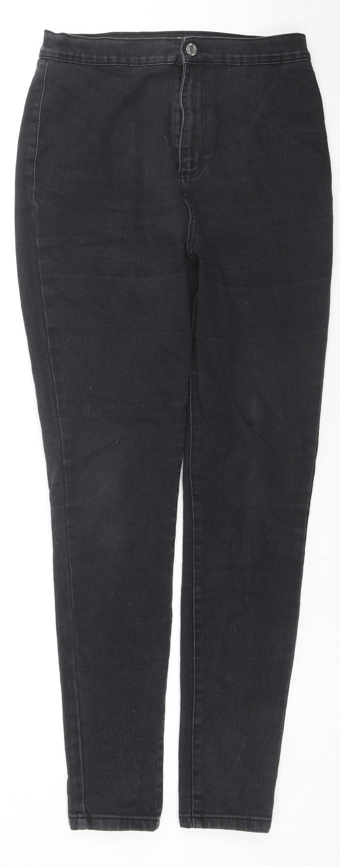 PRETTYLITTLETHING Womens Black Cotton Skinny Jeans Size 12 L28 in Regular Zip