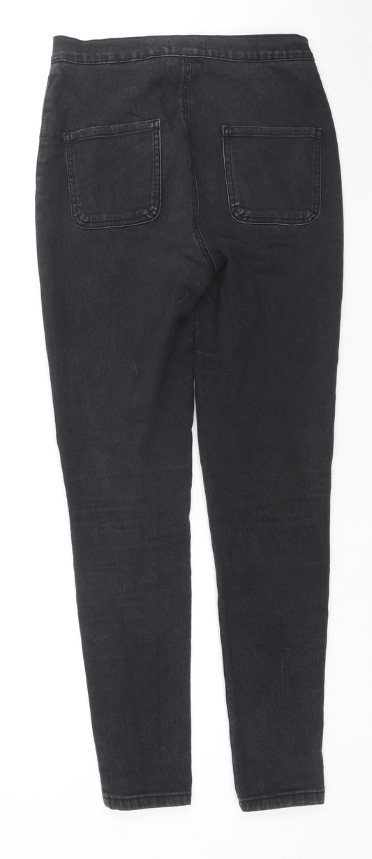 PRETTYLITTLETHING Womens Black Cotton Skinny Jeans Size 12 L28 in Regular Zip