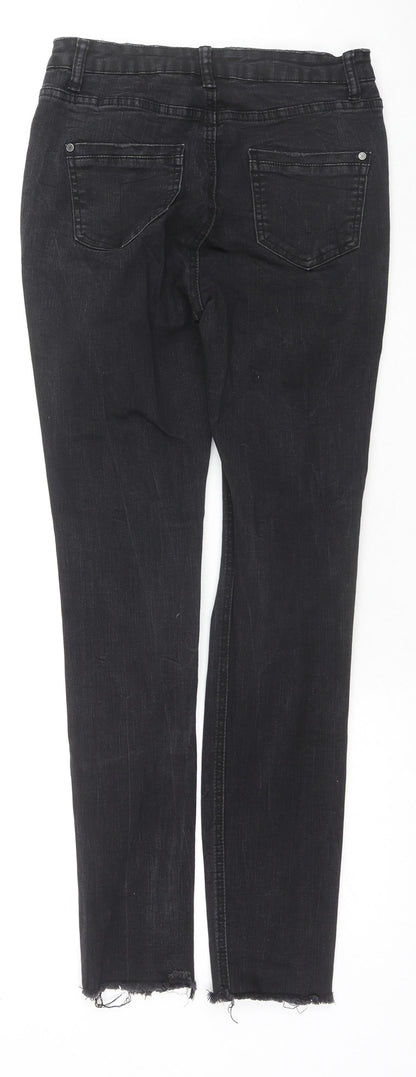 Missguided Womens Black Cotton Skinny Jeans Size 12 L29 in Regular Zip