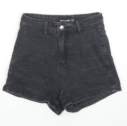 PRETTYLITTLETHING Womens Black Cotton Hot Pants Shorts Size 6 L3 in Regular Zip
