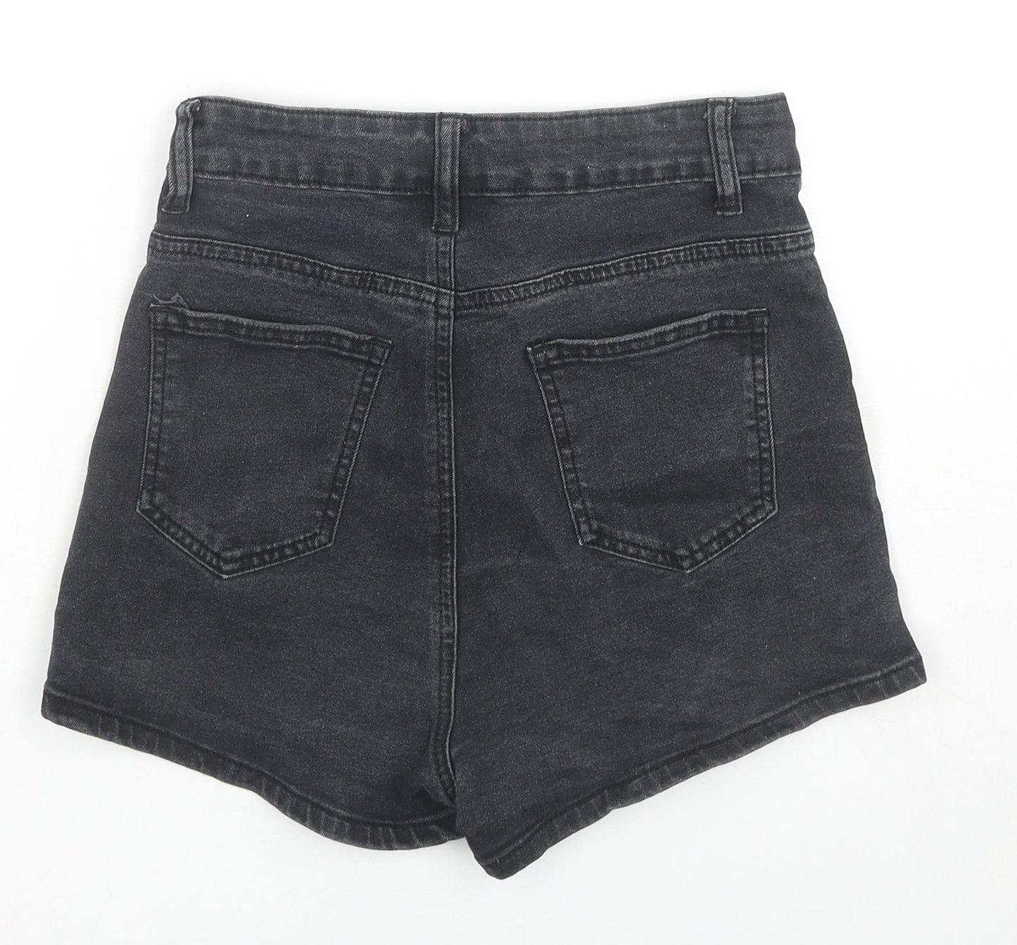 PRETTYLITTLETHING Womens Black Cotton Hot Pants Shorts Size 6 L3 in Regular Zip