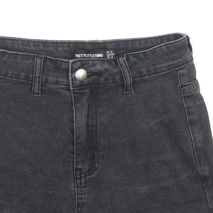 PRETTYLITTLETHING Womens Black Cotton Hot Pants Shorts Size 6 L3 in Regular Zip