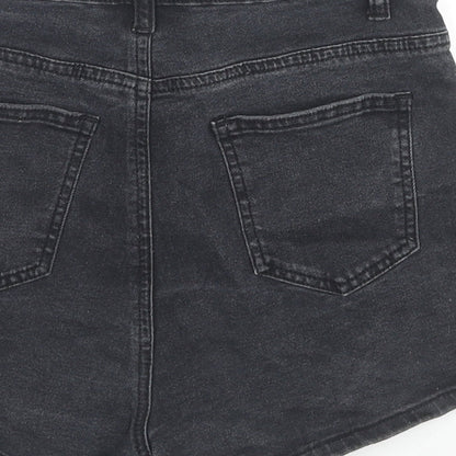 PRETTYLITTLETHING Womens Black Cotton Hot Pants Shorts Size 6 L3 in Regular Zip