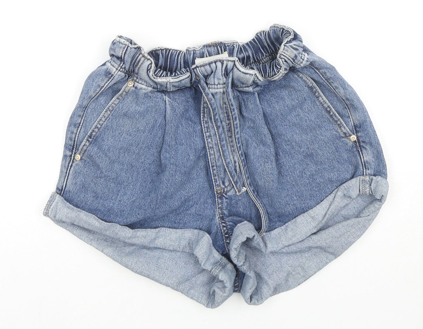 River Island Womens Blue Cotton Hot Pants Shorts Size 6 L3 in Regular Drawstring