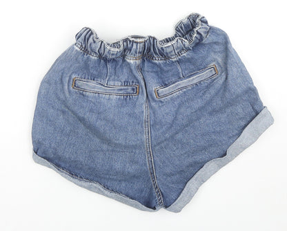 River Island Womens Blue Cotton Hot Pants Shorts Size 6 L3 in Regular Drawstring