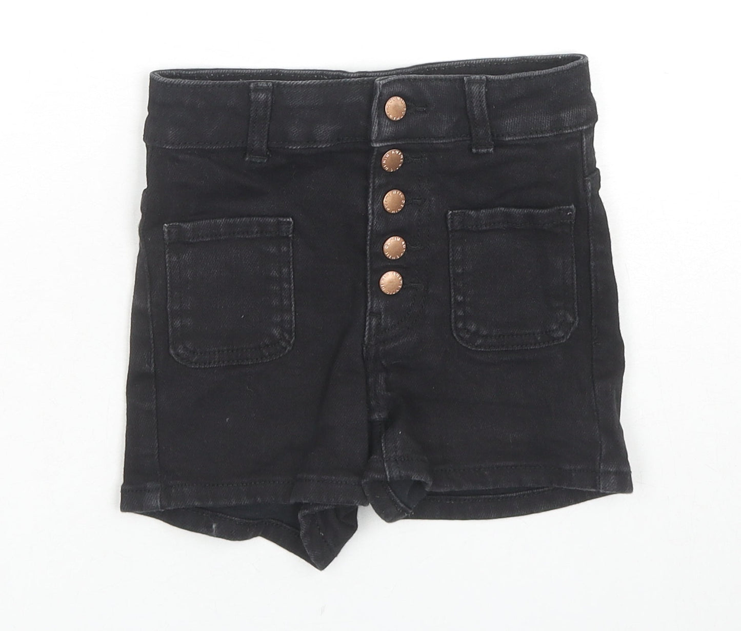 New Look Girls Black Cotton Hot Pants Shorts Size 9 Years L3 in Regular Zip