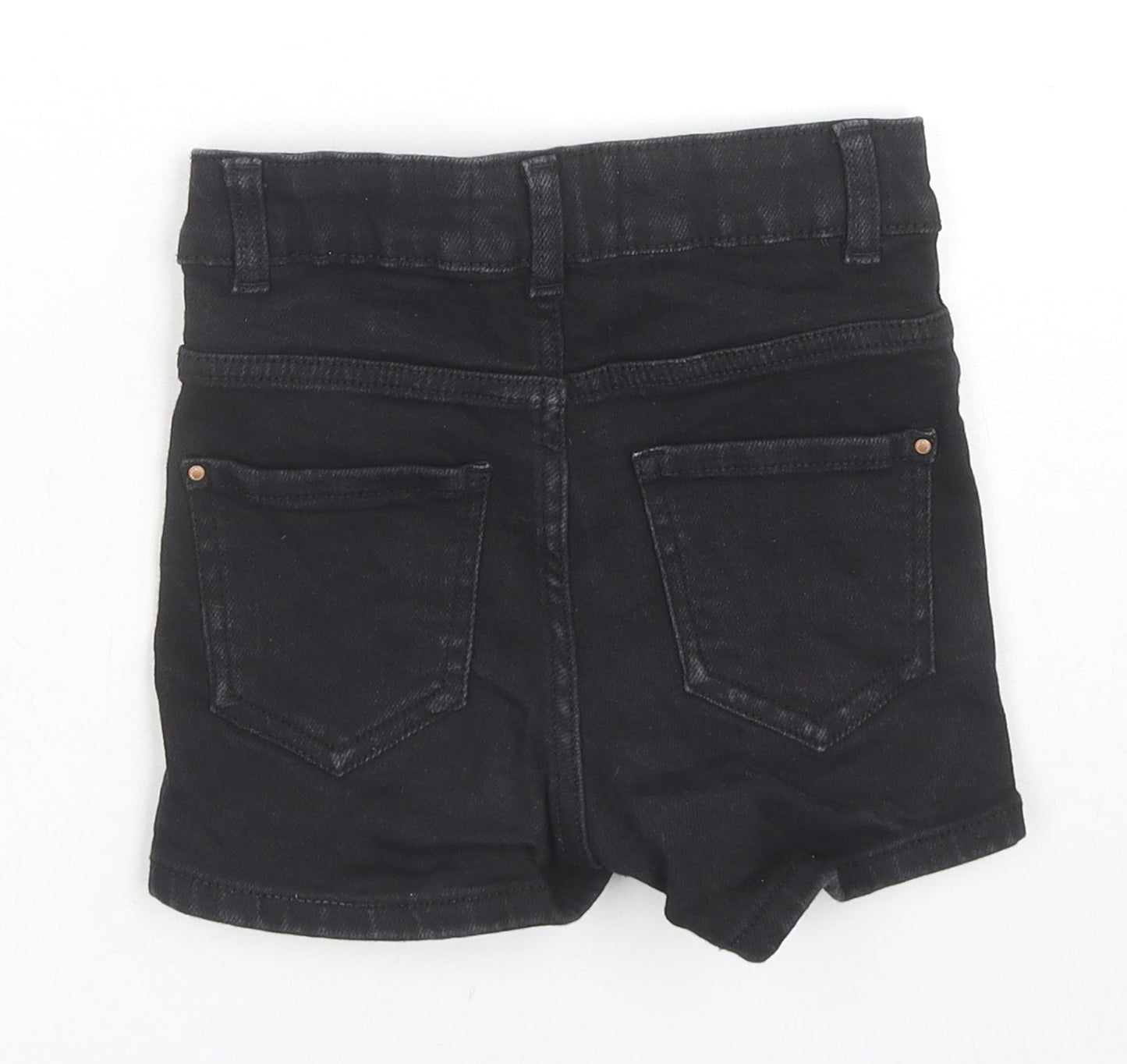 New Look Girls Black Cotton Hot Pants Shorts Size 9 Years L3 in Regular Zip