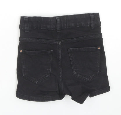 New Look Girls Black Cotton Hot Pants Shorts Size 9 Years L3 in Regular Zip