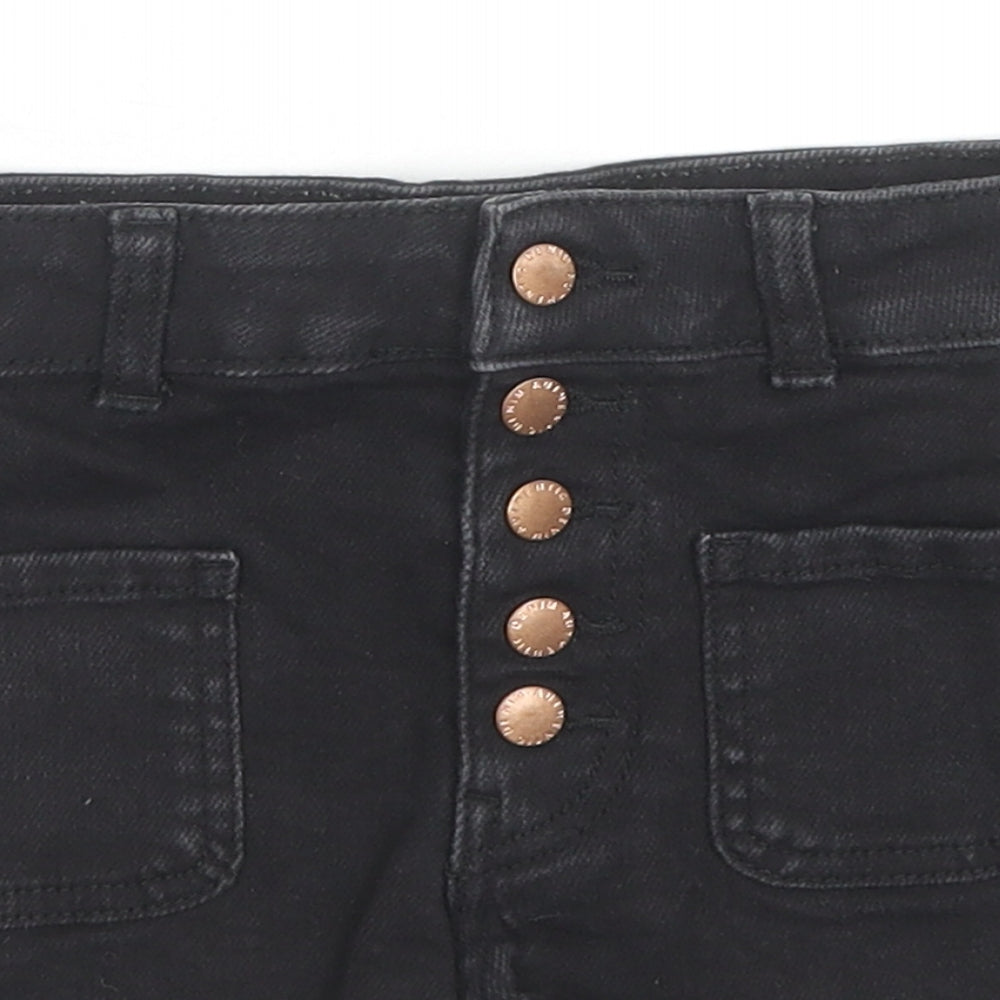 New Look Girls Black Cotton Hot Pants Shorts Size 9 Years L3 in Regular Zip