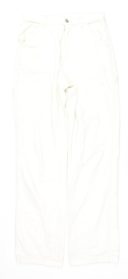 Topshop Womens White Cotton Bootcut Jeans Size 30 in L34 in Regular Zip - Cargo Style