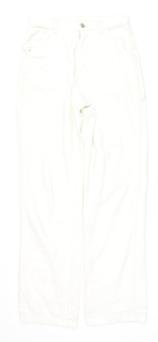 Topshop Womens White Cotton Bootcut Jeans Size 30 in L34 in Regular Zip - Cargo Style