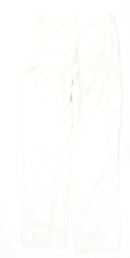 Topshop Womens White Cotton Bootcut Jeans Size 30 in L34 in Regular Zip - Cargo Style