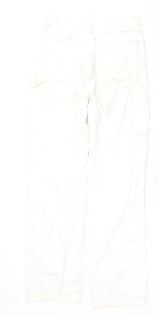 Topshop Womens White Cotton Bootcut Jeans Size 30 in L34 in Regular Zip - Cargo Style