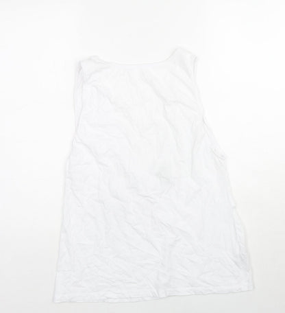 ASOS Womens White Cotton Basic Tank Size 12 Round Neck