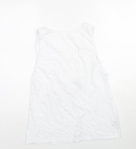 ASOS Womens White Cotton Basic Tank Size 12 Round Neck