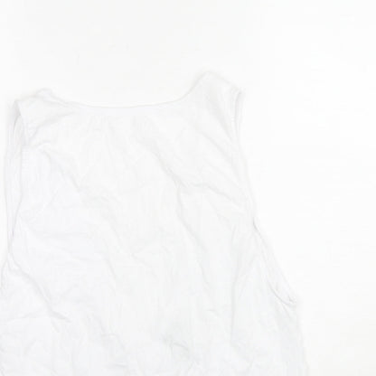 ASOS Womens White Cotton Basic Tank Size 12 Round Neck