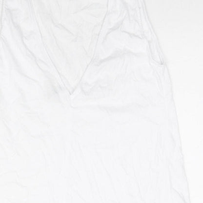 ASOS Womens White Cotton Basic Tank Size 12 Round Neck
