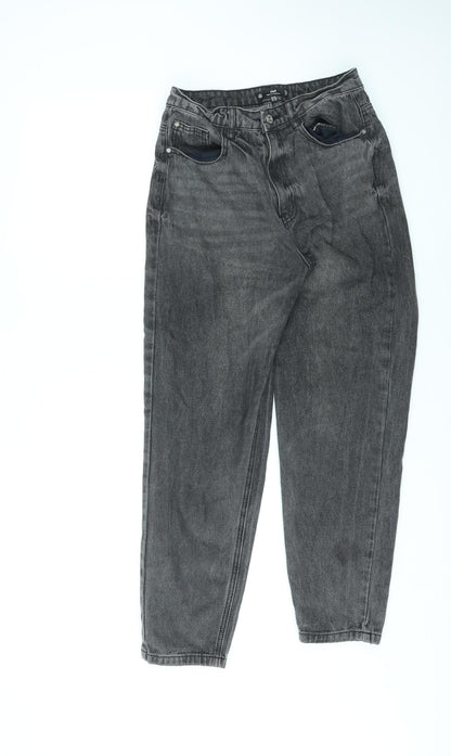 Missguided Womens Black Cotton Straight Jeans Size 10 L26 in Regular Zip