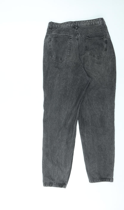 Missguided Womens Black Cotton Straight Jeans Size 10 L26 in Regular Zip