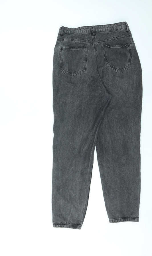 Missguided Womens Black Cotton Straight Jeans Size 10 L26 in Regular Zip