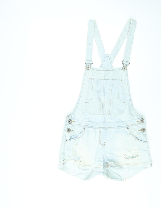 River Island Womens Blue Cotton Dungaree One-Piece Size 10 L3 in Button