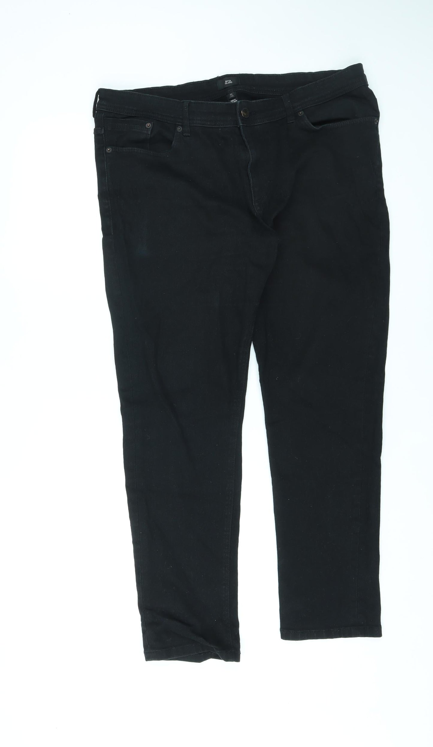New Look Womens Black Cotton Straight Jeans Size 36 in L30 in Regular Zip