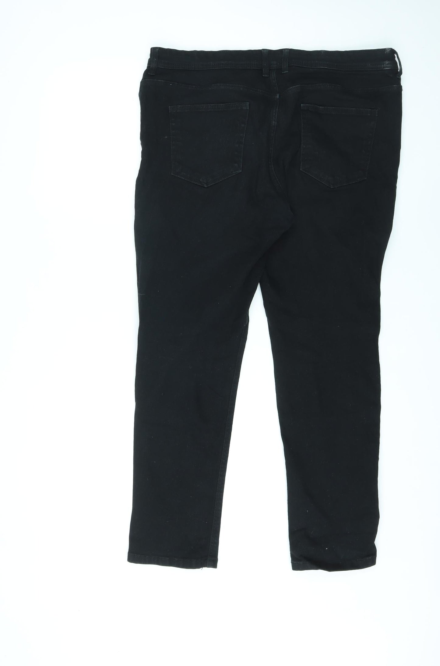 New Look Womens Black Cotton Straight Jeans Size 36 in L30 in Regular Zip