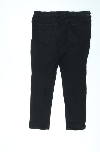 New Look Womens Black Cotton Straight Jeans Size 36 in L30 in Regular Zip