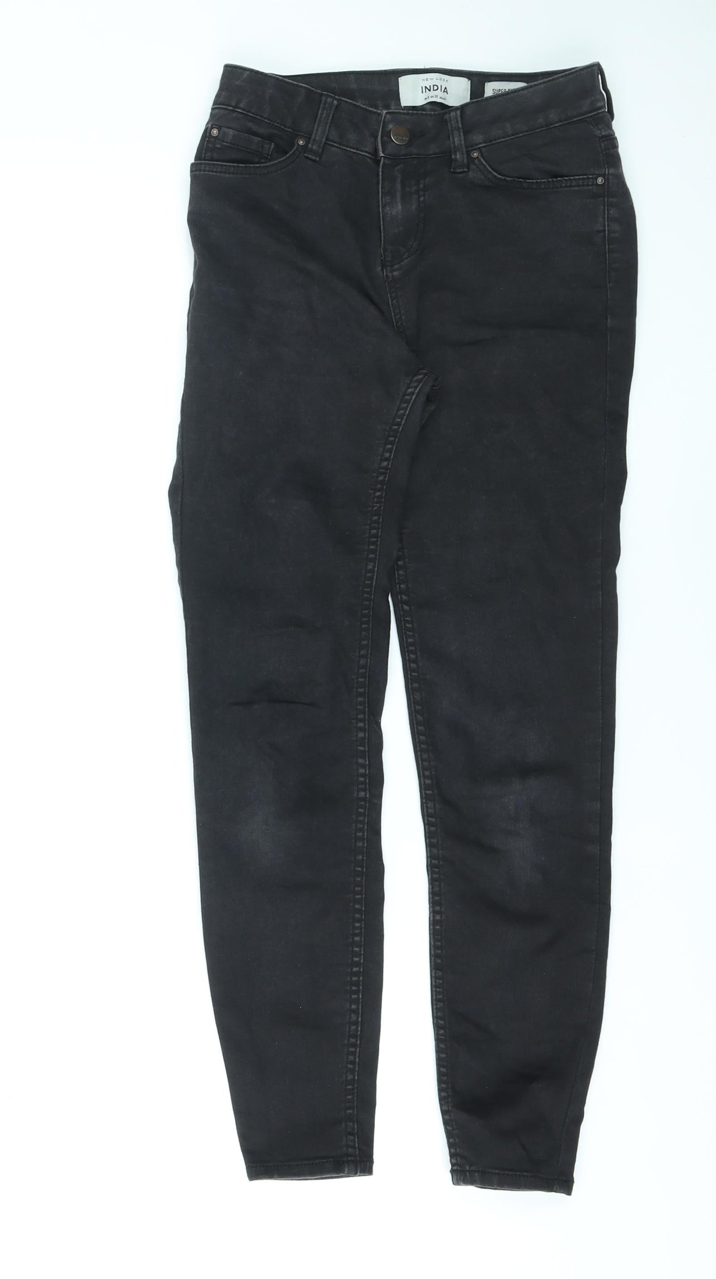 New Look Womens Black Cotton Skinny Jeans Size 8 L25 in Regular Zip