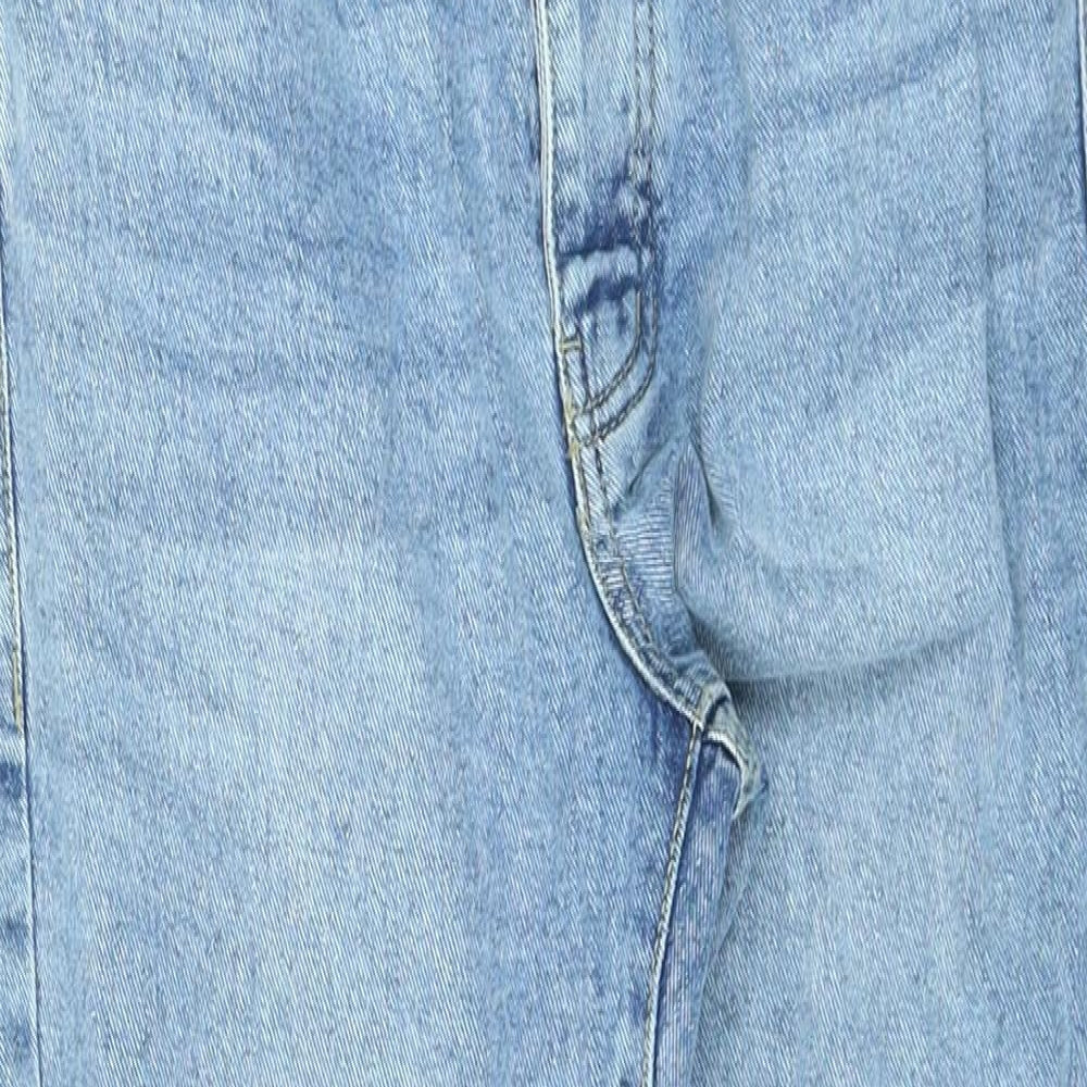 Boohoo Mens Blue Cotton Straight Jeans Size 28 in L24 in Regular Zip