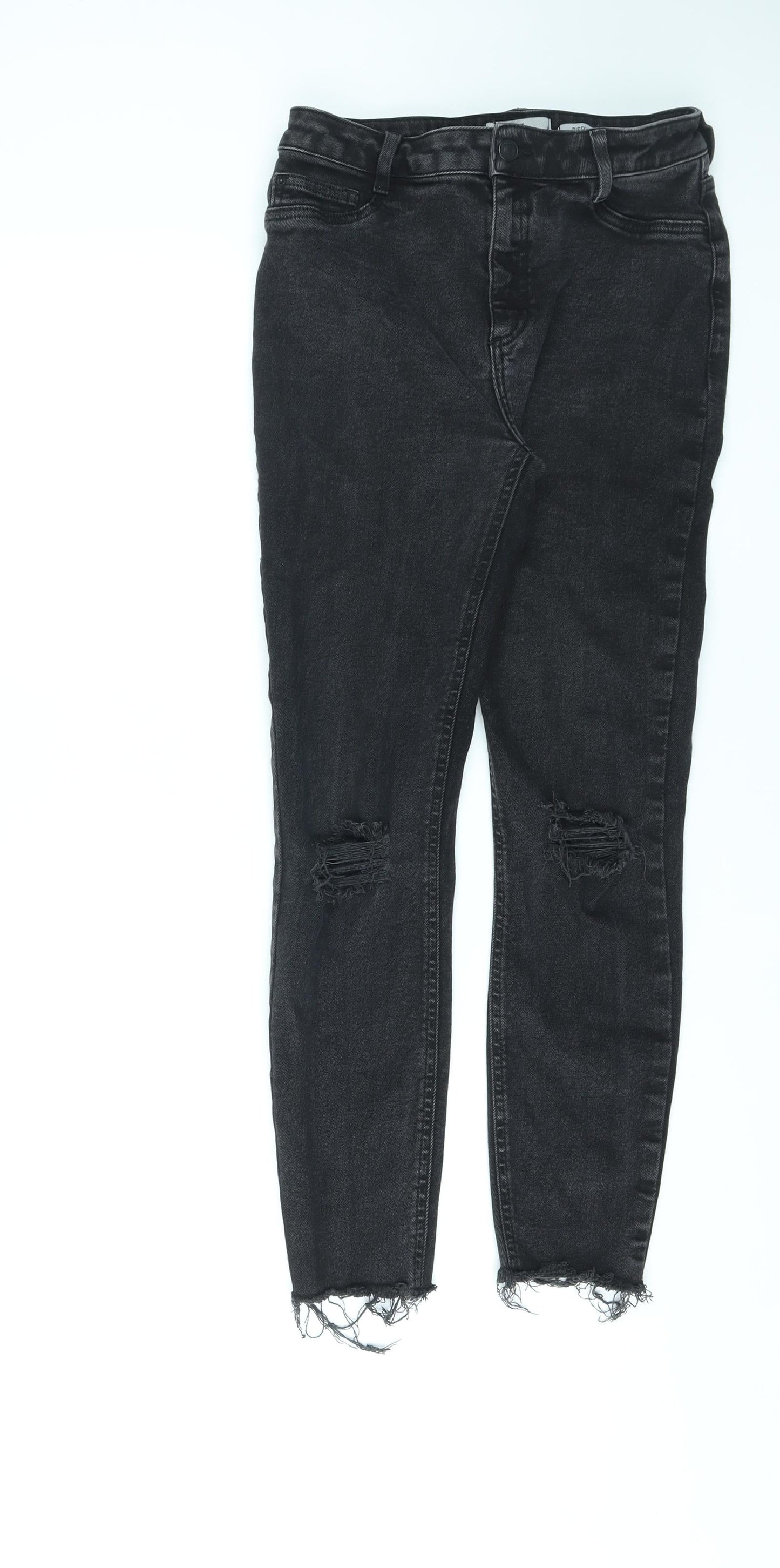 New Look Womens Black Cotton Skinny Jeans Size 12 L26 in Regular Zip