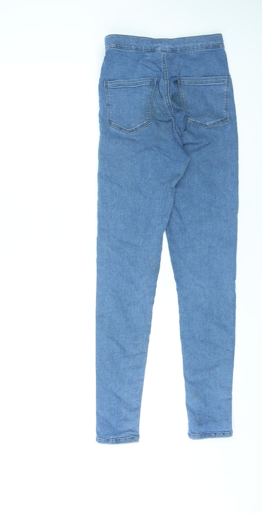 Topshop Womens Blue Cotton Skinny Jeans Size 28 L32 in Regular Zip