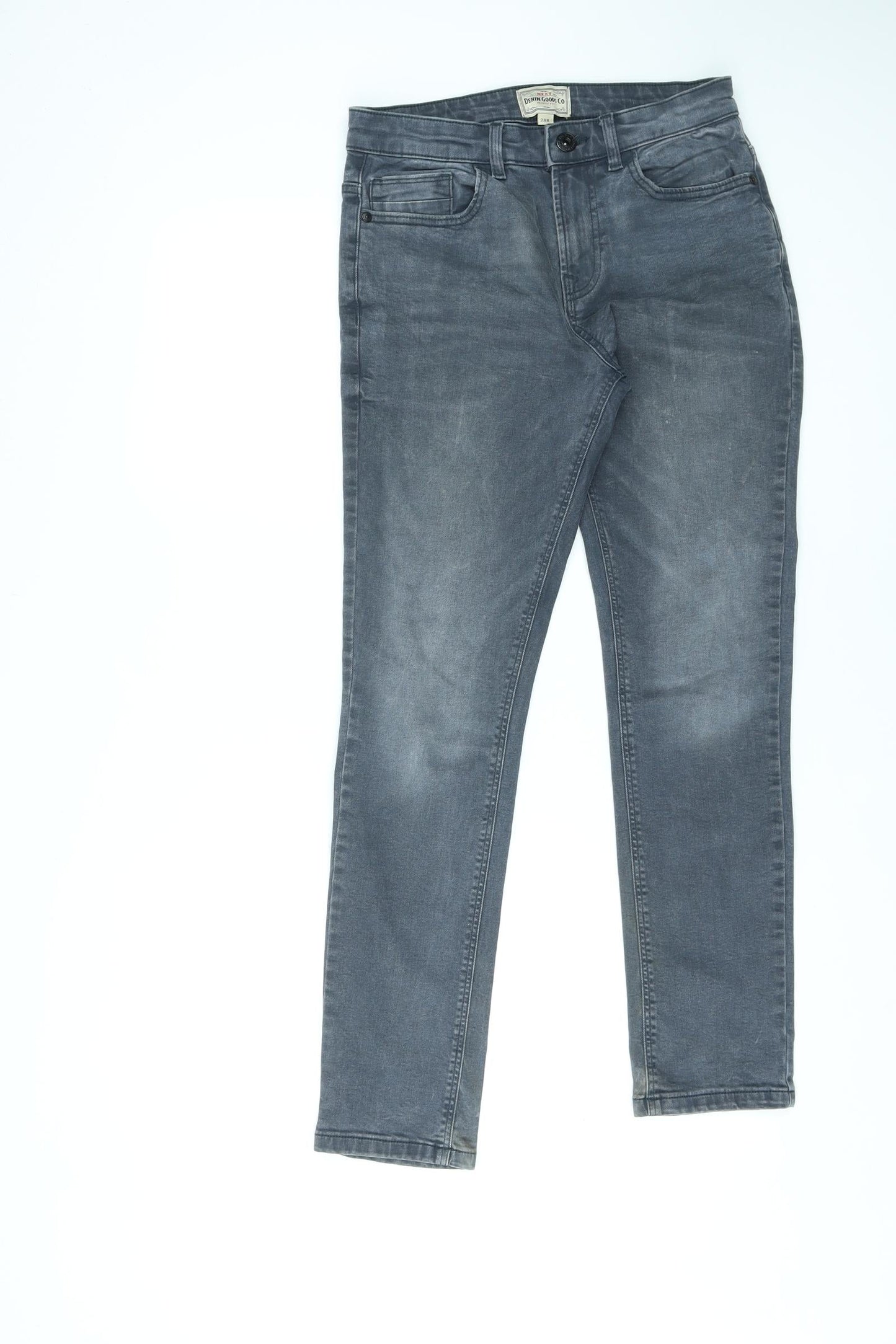 NEXT Womens Grey Cotton Straight Jeans Size 28 in L31 in Regular Zip