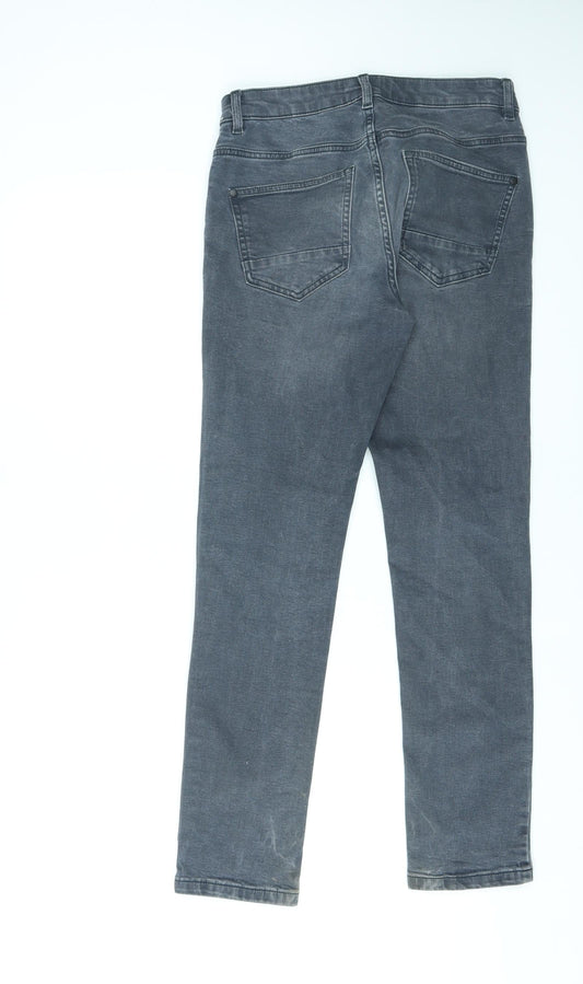 NEXT Womens Grey Cotton Straight Jeans Size 28 in L31 in Regular Zip