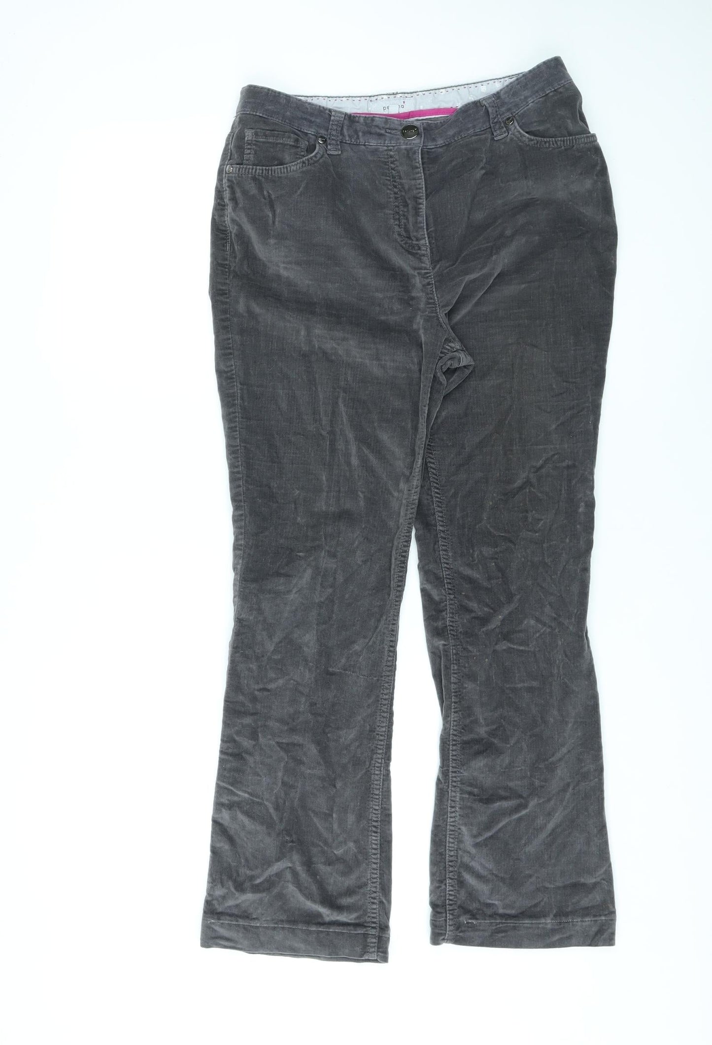 Per Una Womens Grey Cotton Bootcut Jeans Size 12 L25 in Regular Zip