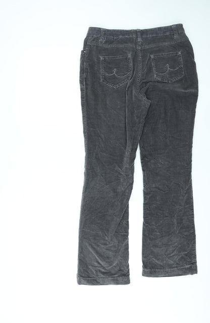 Per Una Womens Grey Cotton Bootcut Jeans Size 12 L25 in Regular Zip