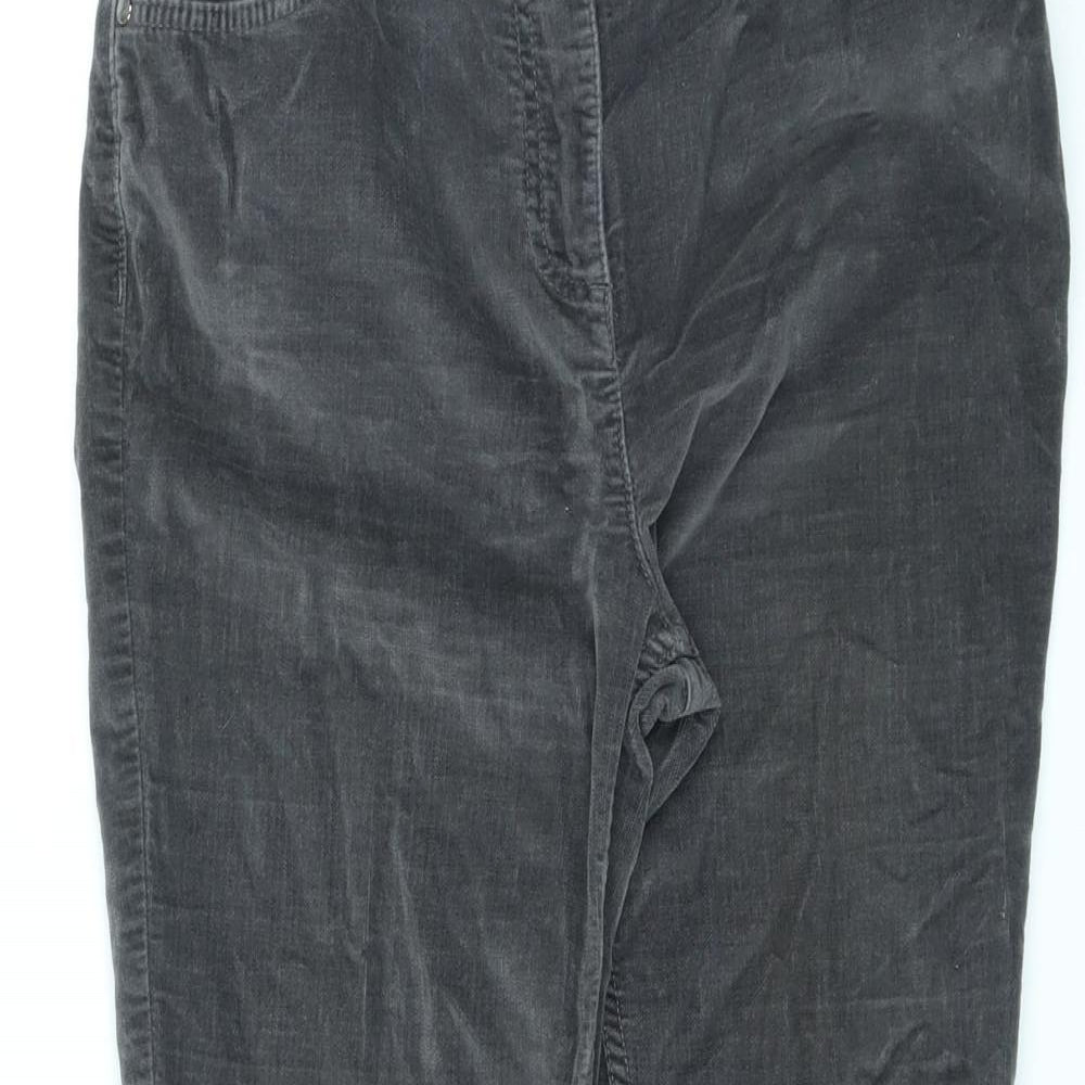 Per Una Womens Grey Cotton Bootcut Jeans Size 12 L25 in Regular Zip