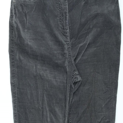 Per Una Womens Grey Cotton Bootcut Jeans Size 12 L25 in Regular Zip