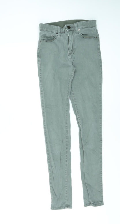 Uniqlo Womens Green Cotton Skinny Jeans Size S L29 in Regular Zip