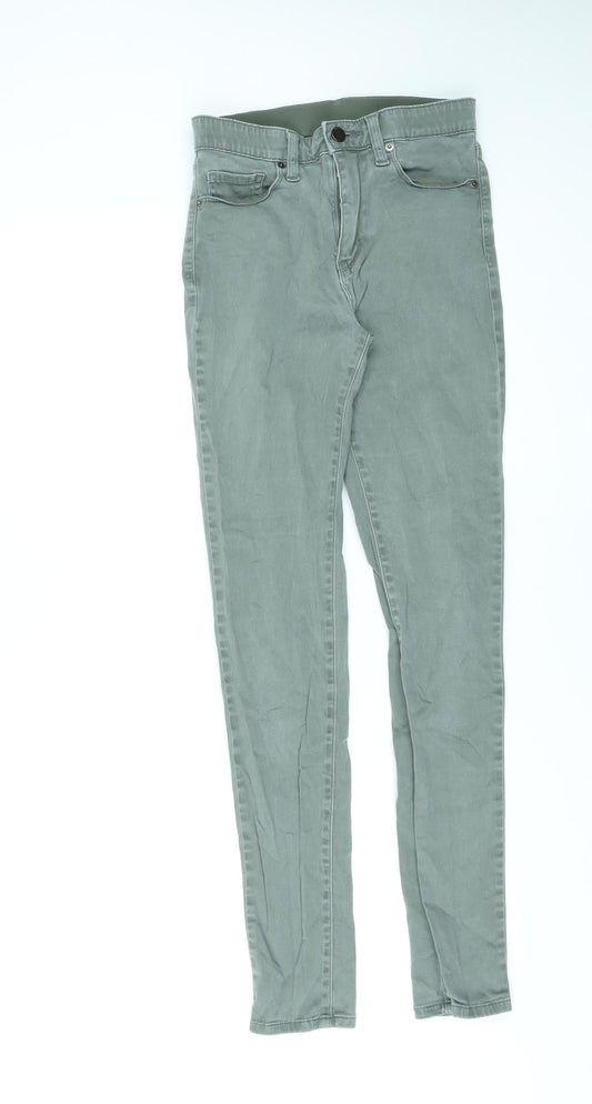 Uniqlo Womens Green Cotton Skinny Jeans Size S L29 in Regular Zip