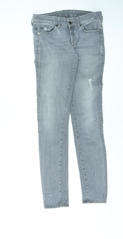 7 For All Mankind Womens Grey Cotton Skinny Jeans Size 28 in L31 in Regular Zip