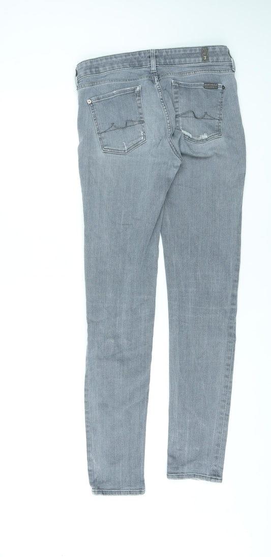 7 For All Mankind Womens Grey Cotton Skinny Jeans Size 28 in L31 in Regular Zip
