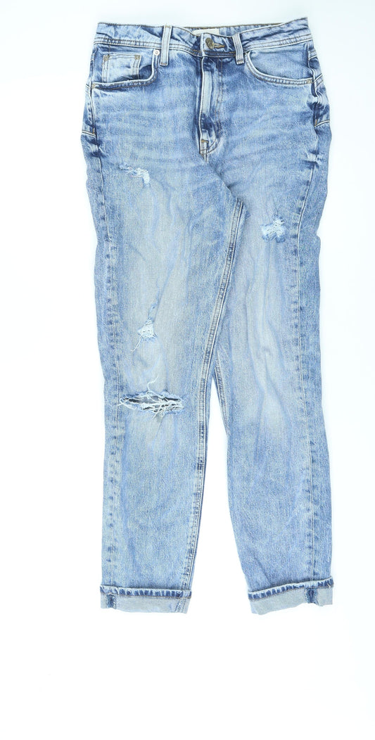 River Island Womens Blue Cotton Tapered Jeans Size 10 L27 in Regular Zip
