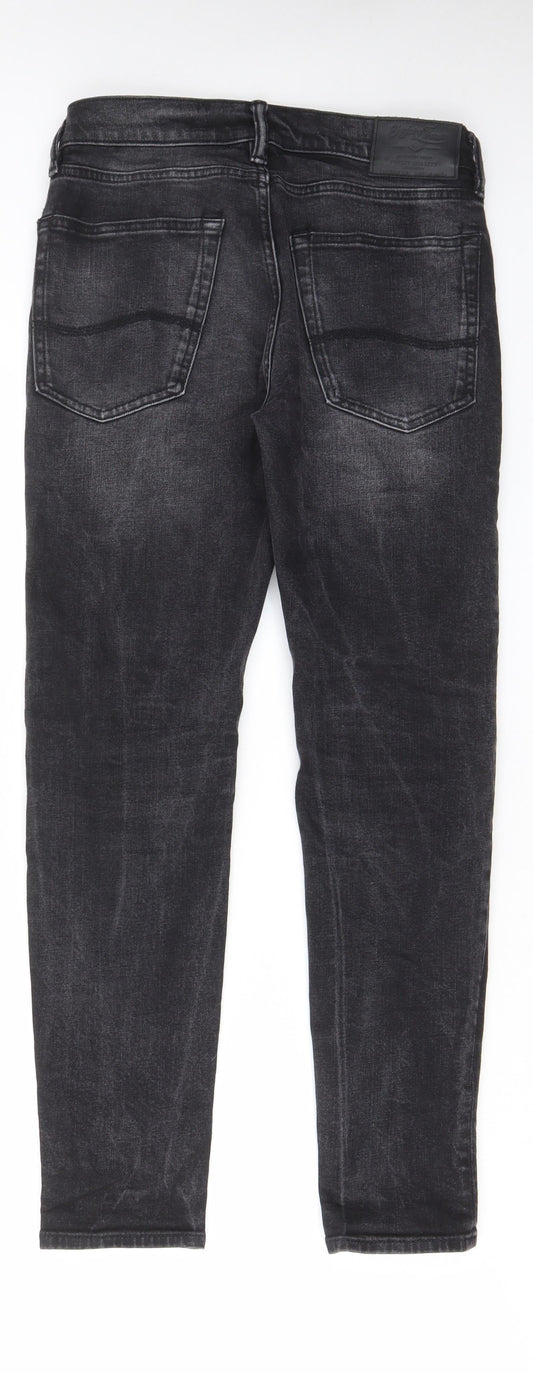 Marks and Spencer Mens Black Cotton Skinny Jeans Size 30 in L29 in Regular Zip - Pockets, Belt Loops