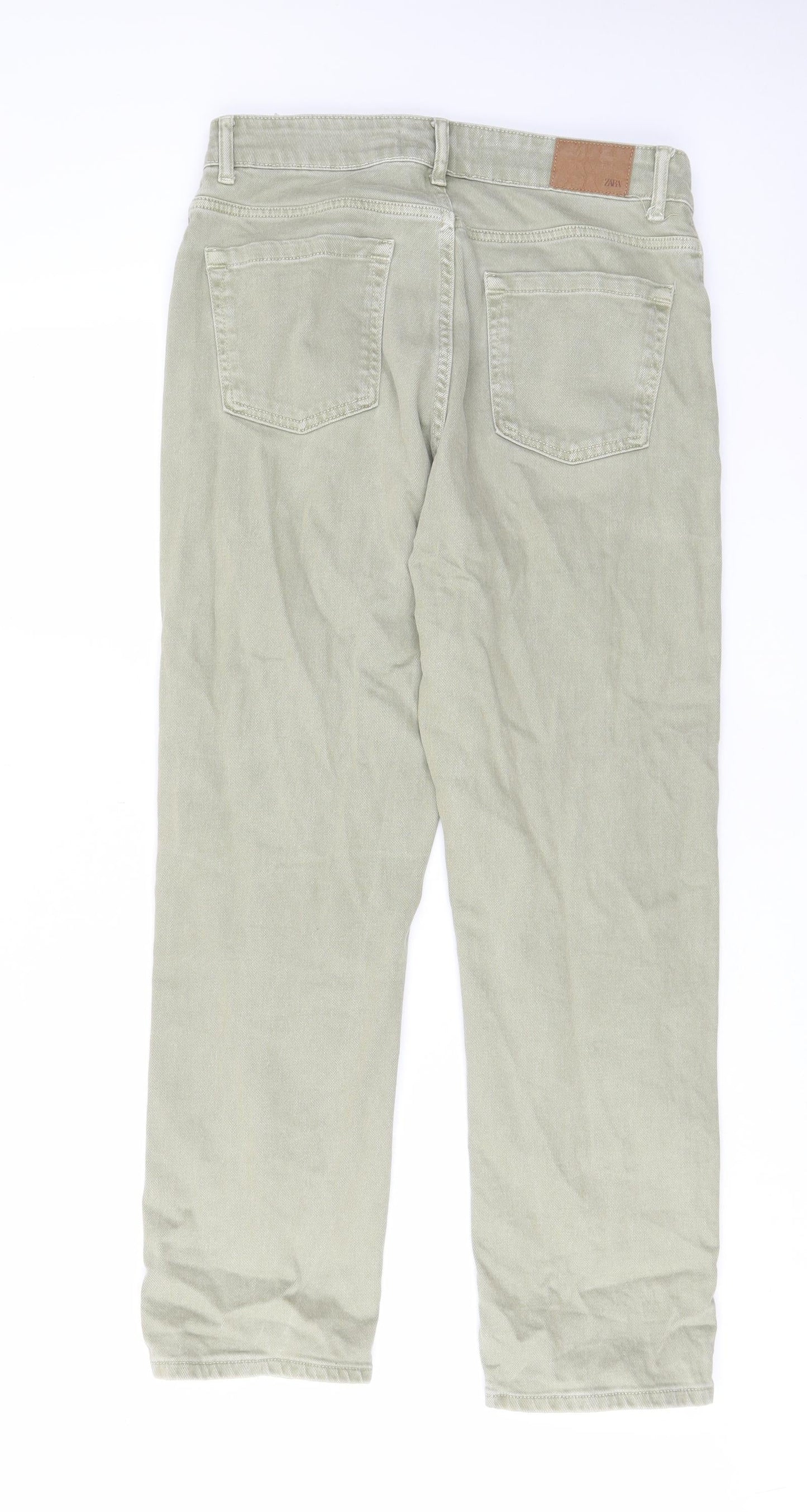 Zara Womens Red Cotton Straight Jeans Size 12 L29 in Regular Button - Pockets, Belt Loops