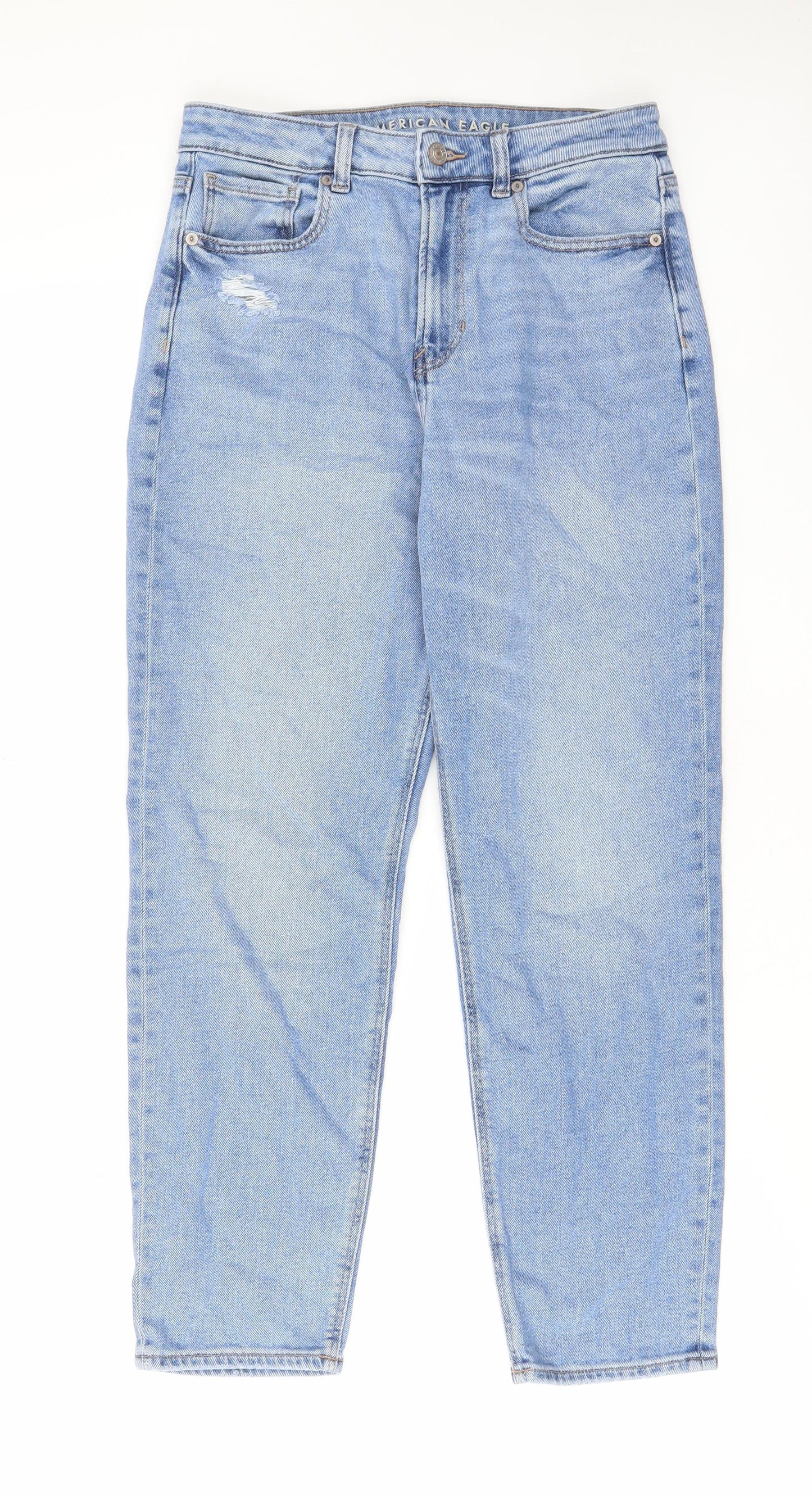 Amercian Eagle Womens Blue Cotton Straight Jeans Size 28 in L28 in Regular Zip - Pockets, Belt Loops