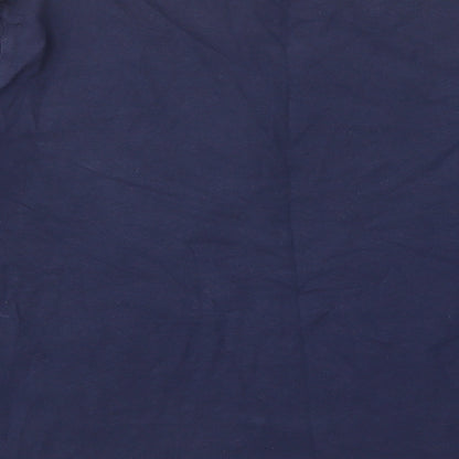 Avenue Womens Blue Cotton Basic T-Shirt Size M V-Neck - Buttons